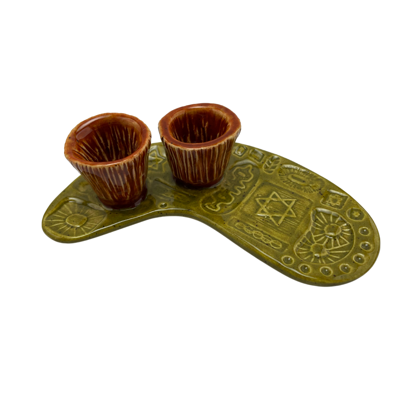 Shabbat Candle Holders - Kosher Dill Green and Amber Honey