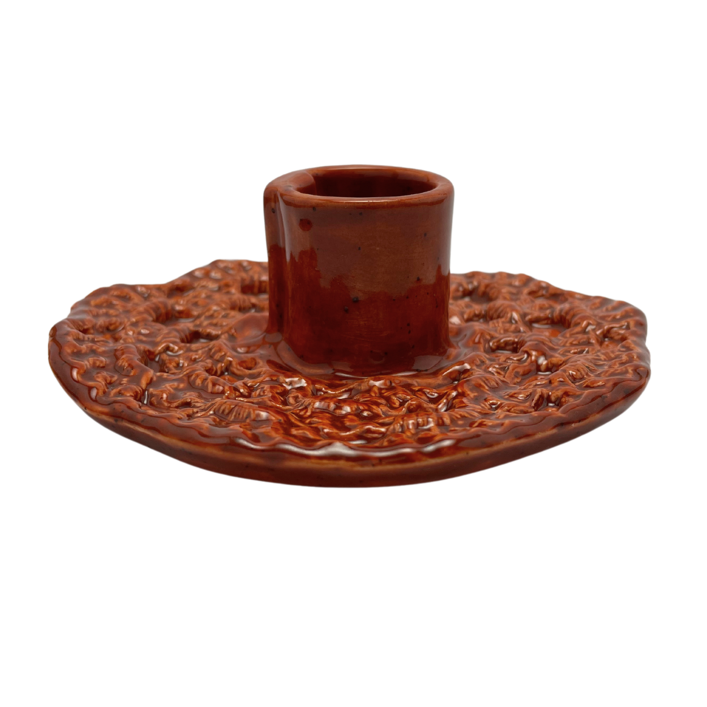 Ceramic Crochet Candle Holder - Charoset Burnt Orange