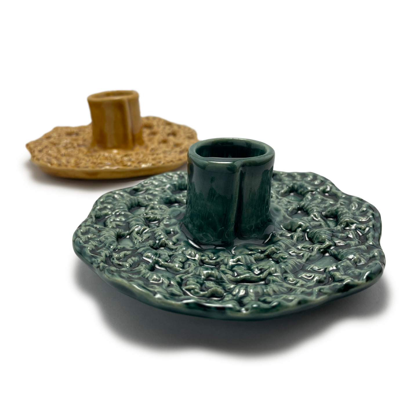 Ceramic Crochet Candle Holder - Tayer Teal