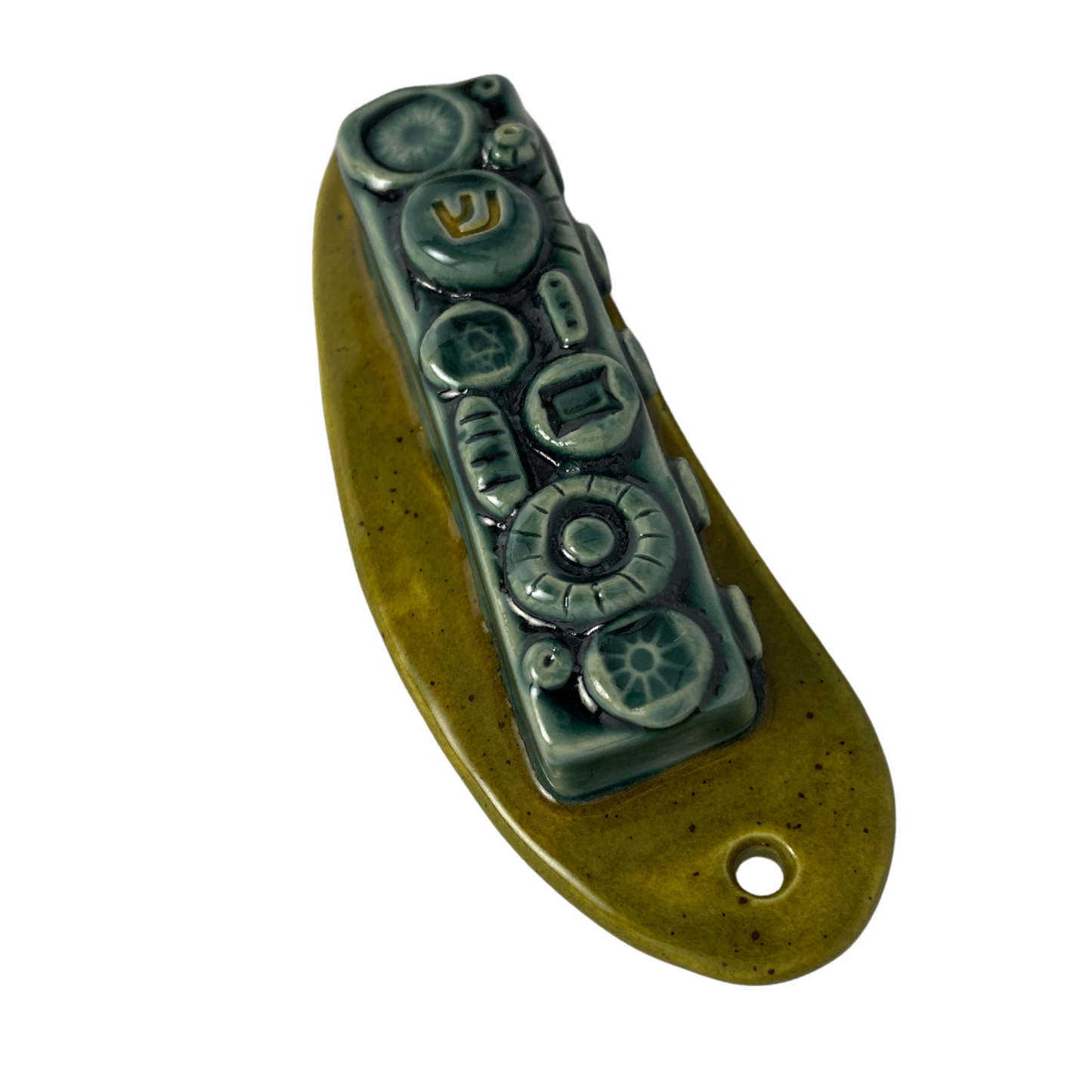 Handcrafted Mezuzah - Tayer Teal & Kosher Dill Green