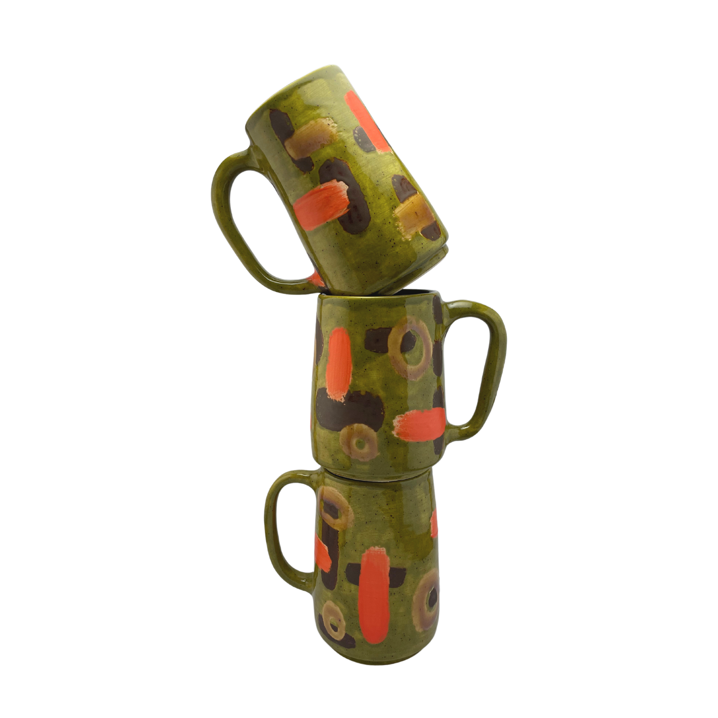 Large Mug with Handle - Kosher Dill Green with Shapes