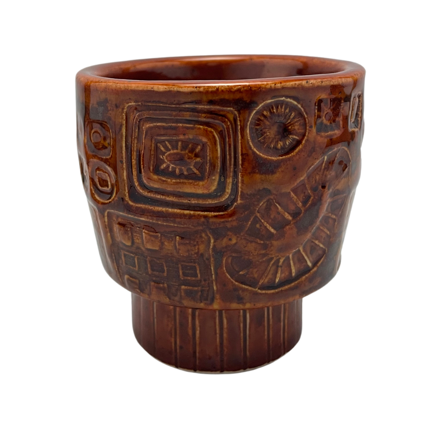 Handcrafted Footed Stoneware Cup - Charoset Burnt Orange, 3.5 oz