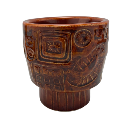 Handcrafted Footed Stoneware Cup - Charoset Burnt Orange, 3.5 oz