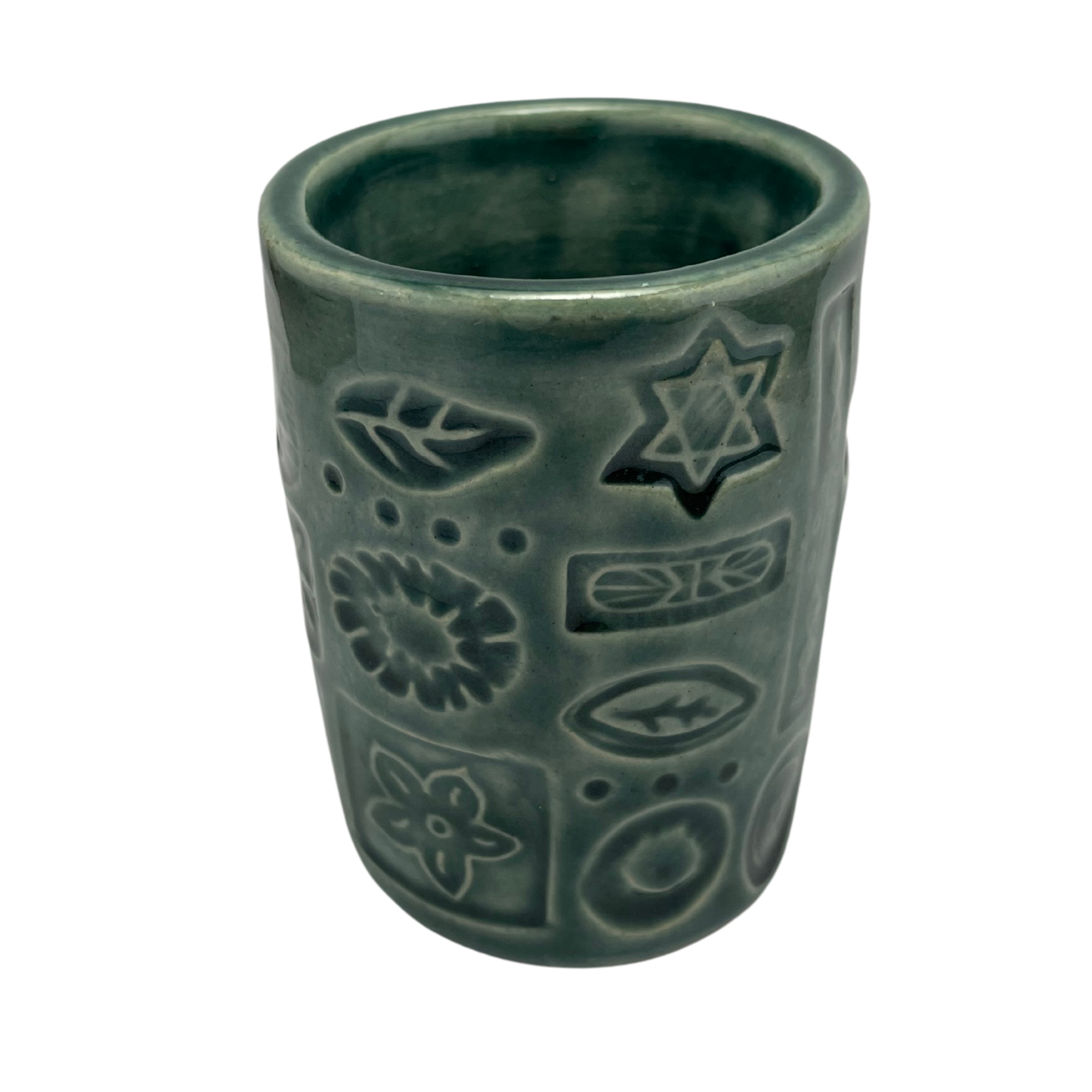 Handcrafted Kiddush Cup - Tayer Teal, 4 oz