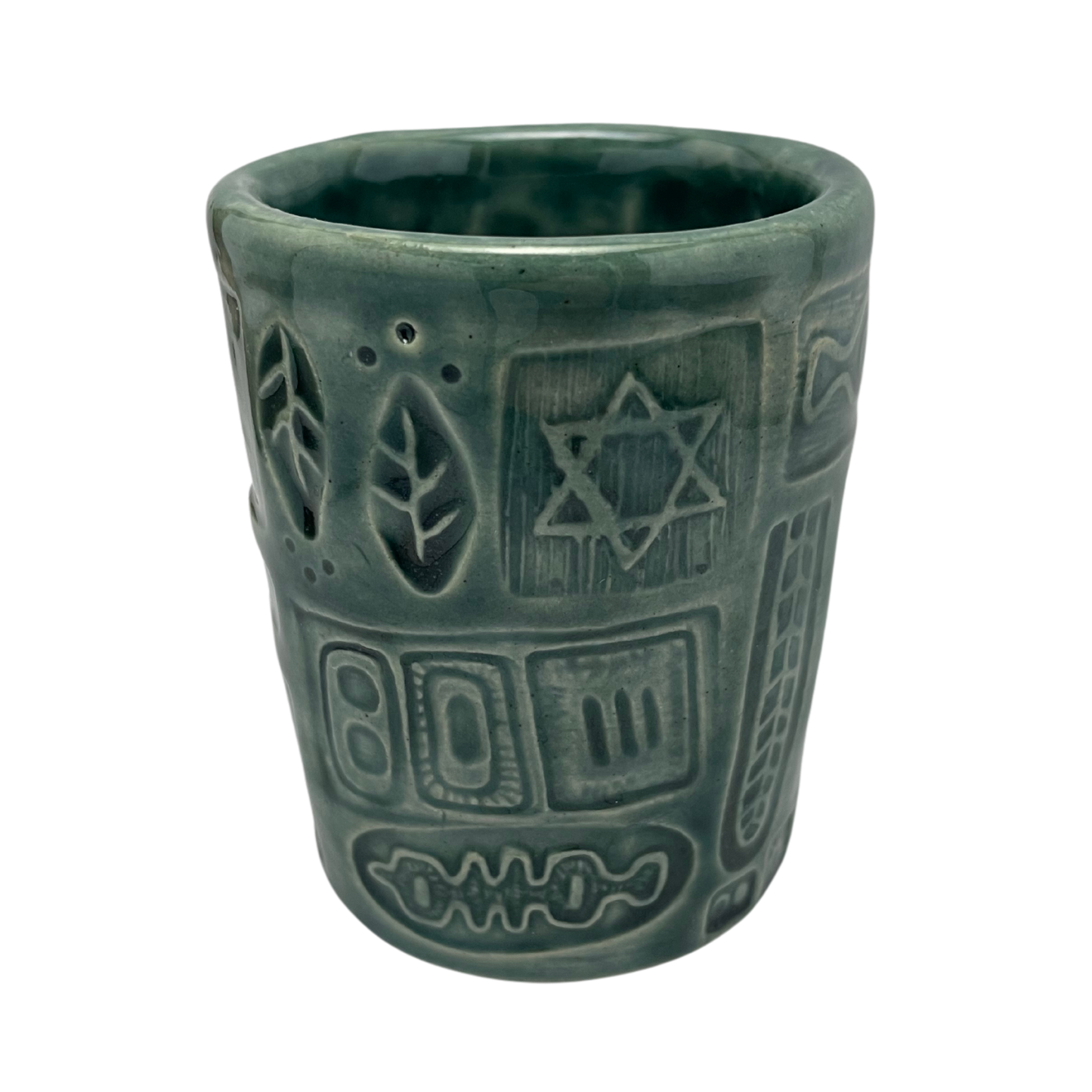 Handcrafted Kiddush Cup - Tayer Teal, 4 oz