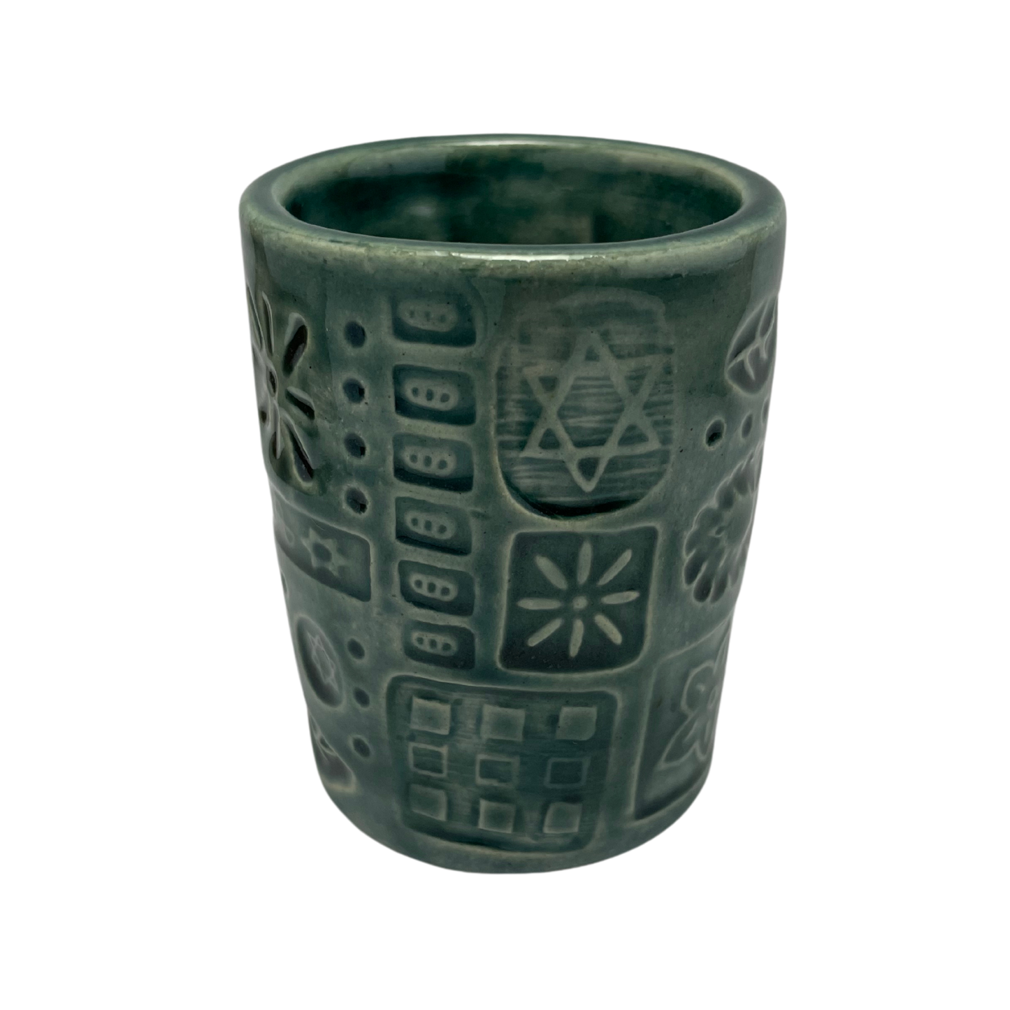 Handcrafted Kiddush Cup - Tayer Teal, 3.5 oz