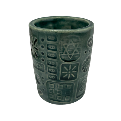 Handcrafted Kiddush Cup - Tayer Teal, 3.5 oz