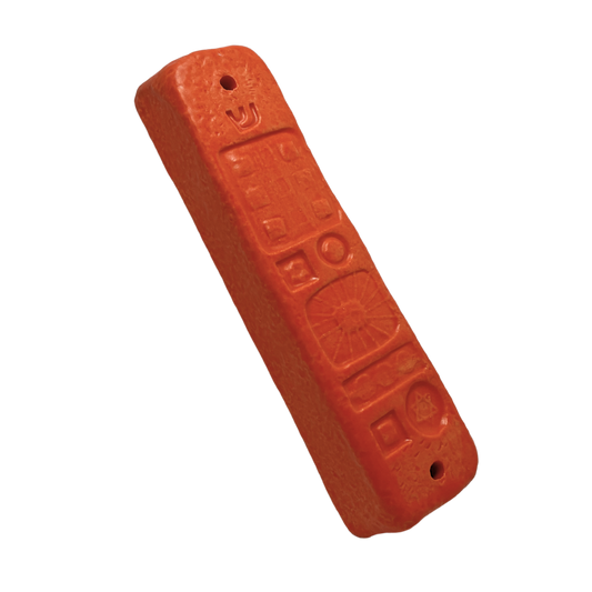 Handpainted Ceramic Mezuzah Mezuzot from Jewish shop selling Judaica art and gifts Handmade ceramic art orange