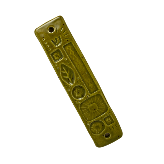 Handpainted Ceramic Mezuzah Mezuzot from Jewish shop selling Judaica art and gifts Handmade ceramic art green