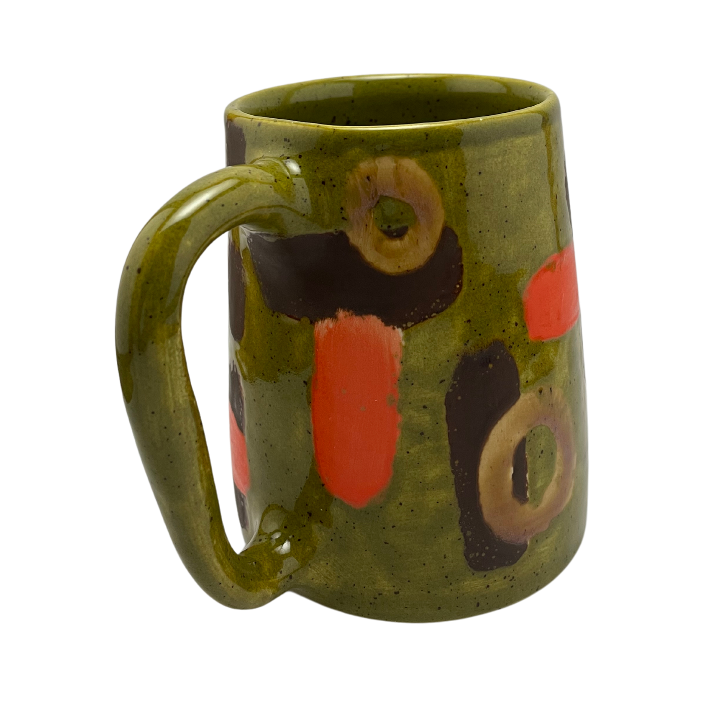 Large Mug with Handle - Kosher Dill Green with Shapes