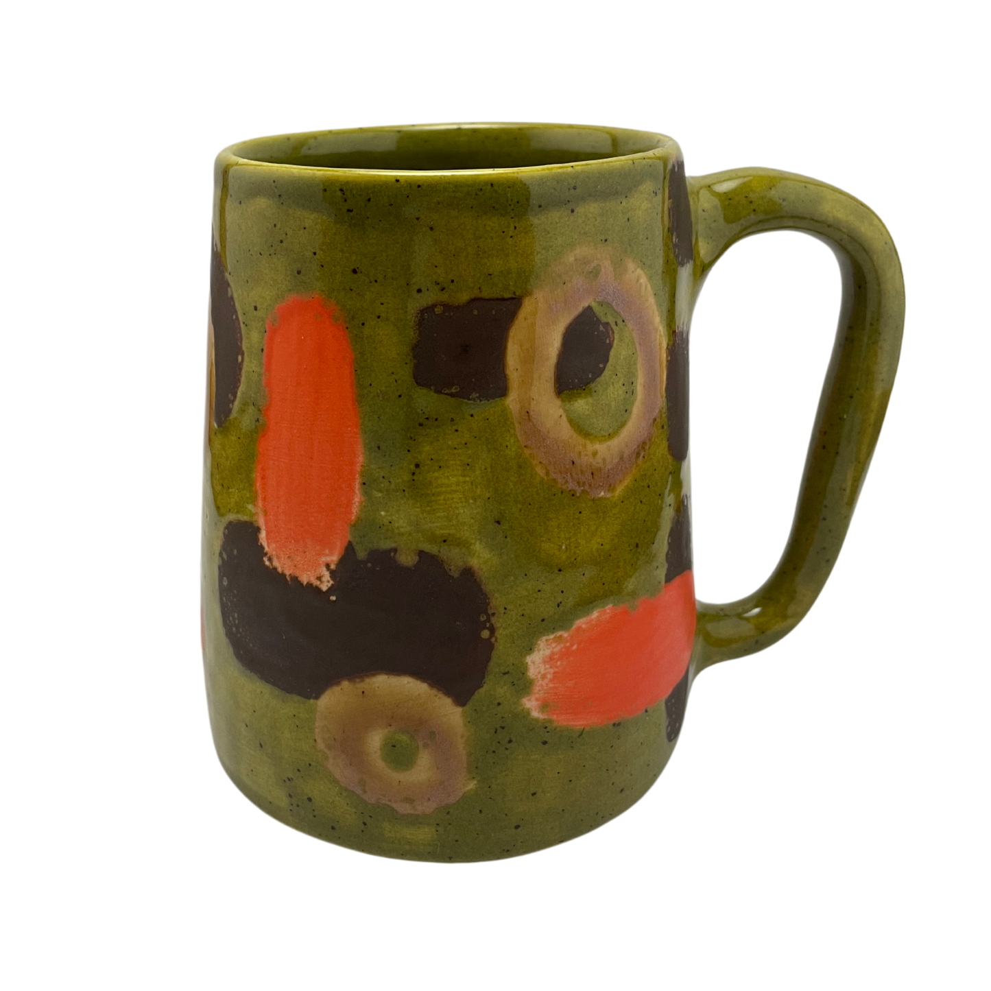 Large Mug with Handle - Kosher Dill Green with Shapes