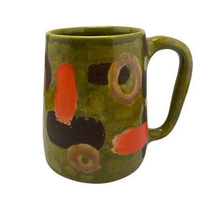 Large Mug with Handle - Kosher Dill Green with Shapes