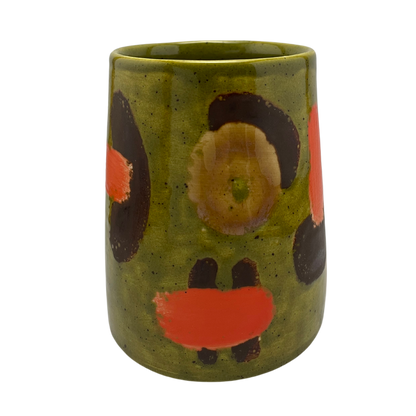 Large Mug with Handle - Kosher Dill Green with Shapes