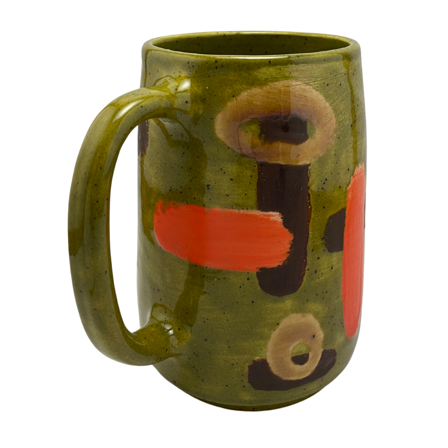 Large Mug with Handle - Kosher Dill Green with Shapes