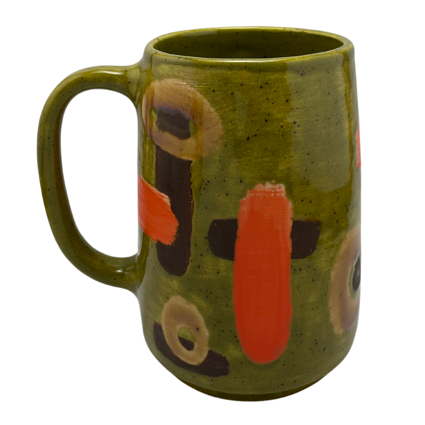 Large Mug with Handle - Kosher Dill Green with Shapes