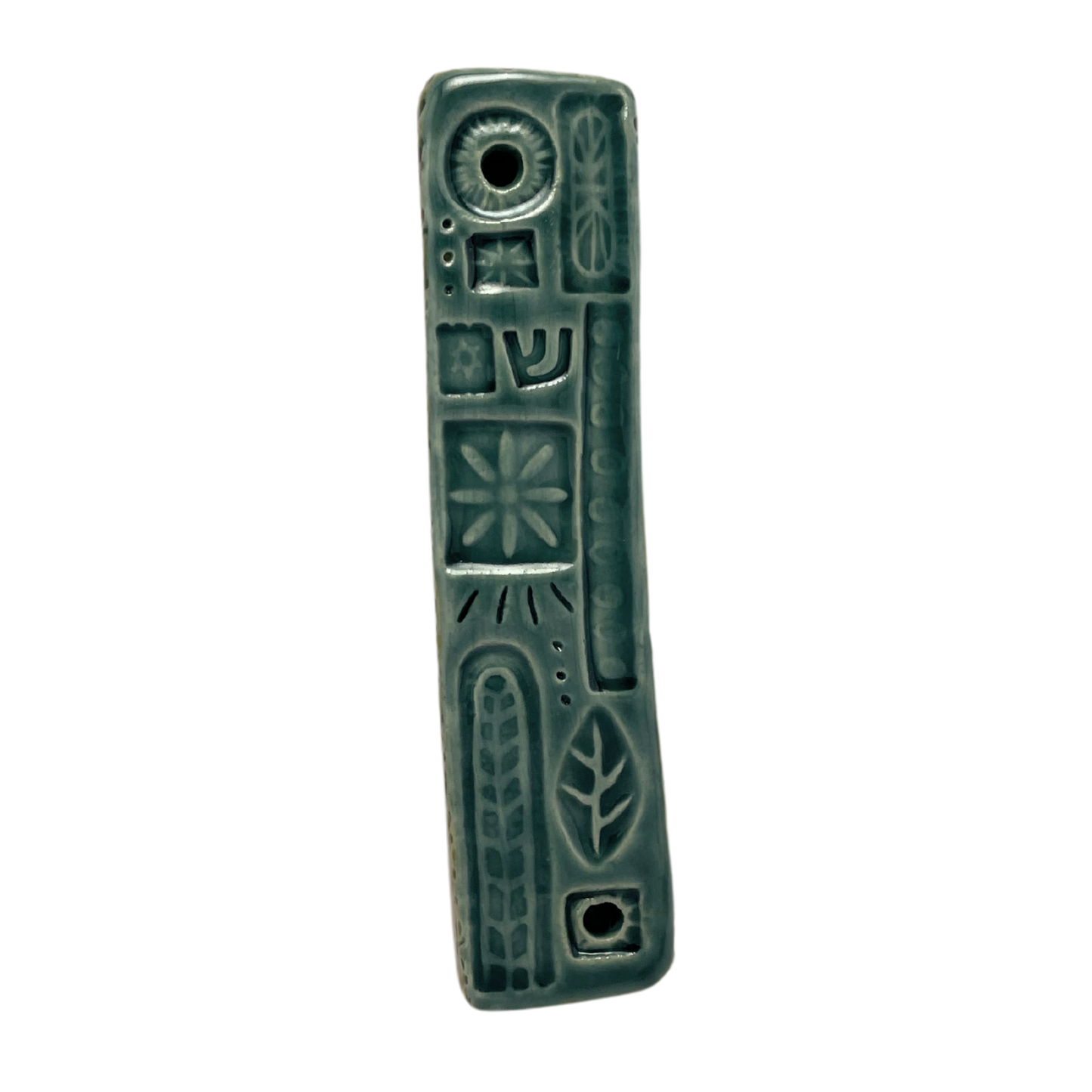 Handcrafted Mezuzah - Tayer Teal and Deli Mustard Yellow