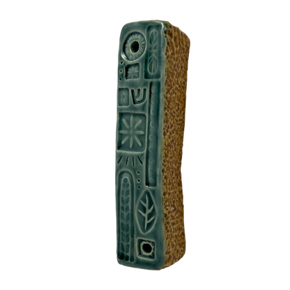 Handcrafted Mezuzah - Tayer Teal and Deli Mustard Yellow